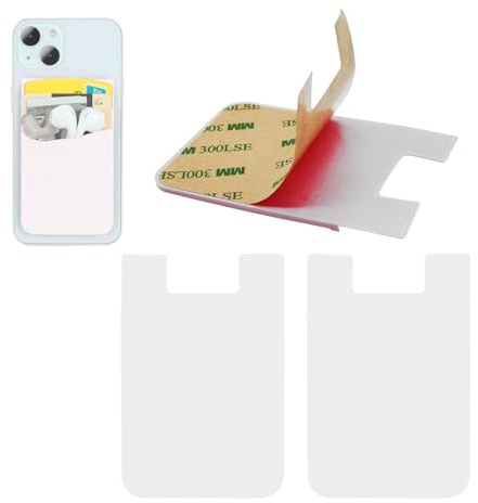 Vilbocr 2Pack Self Adhesive Credit Card Holder for Cell Phone - Silicone Sticky, for Business Cards - Portable Cash Binder (White)