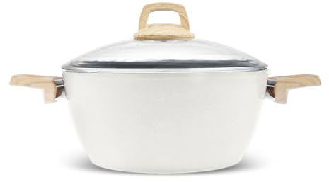 Karaca Swiss Crystal Stockpot with Lid, 20cm, Creamy
