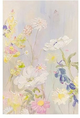 LCDIUDIU Leinwand Bilder,Ölgemälde Auf Leinwand, Handgemalt, Modern, Abstrakt, Farbenfroh, Blumenstruktur, Pflanzen, Kunstwerk, Ungerahmt, Große Wandkunst für Wohnzimmer, Schlafzimmer, Büro, He