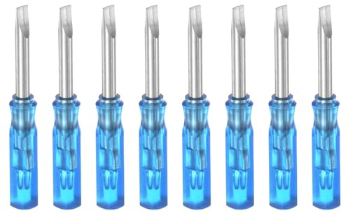 QUARKZMAN 8Pcs Sl3,0 Mini Tournevis Fendu 3mm Tête Plate Magnétique 45mm Longueur pour Petites Réparations d'Appareils, Bleu