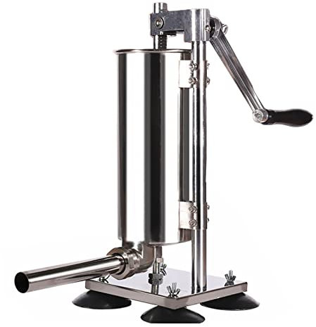 Manual Vertical Sausage Stuffer, 3L Stainless Steel Meat Filler Stuffer Maker, with 4 Stainless Steel and Plastic Stuffing Tubes, Home & Commercial Use