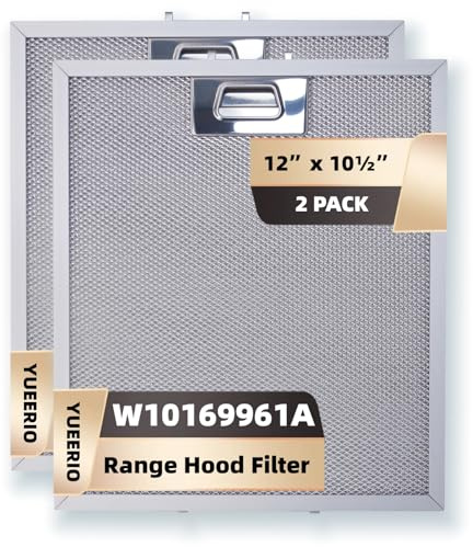 YUEERIO W10169961A 5 Layer Aluminum Mesh Range Hood Filter Replacement 12 x 10.5 for Whirlpool Vent Hood Filter Oven Overhead Exhaust Fan 2 pack