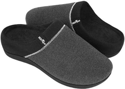 ERGOfoot Pantuflas ortopédicas con soporte de arco, cómodas zapatillas ortopédicas para casa con goma antideslizante para interiores y exteriores, Black, 42 1/3 EU