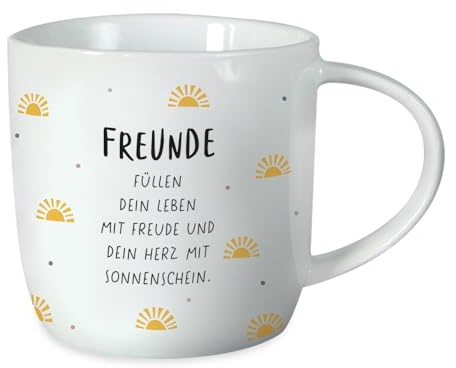 Grafik-Werkstatt Kaffeetasse - Freunde - Porzellan, 300 ml | Kaffeebecher mit Spruch oder Smiley-Motiv – lebensmittelecht, spülmaschinen- und mikrowellengeeignet