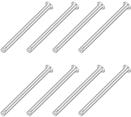 QUARKZMAN 8 Stück Steckbolzen Einloch Gabelbolzen 4 x50 mm Splintstift Flachkopf verzinkter Stahl Lochbolzen