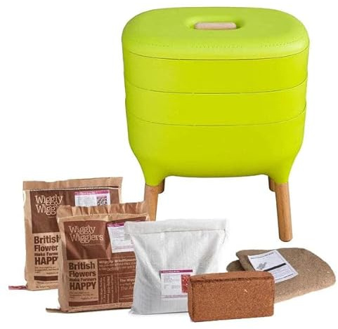 Wiggly Wigglers Worm Composter Wormery - 20 Liter Kit | Unit + Starter Pack | 500g of Composting Worms |2kg of Lime Mix | A Moisture Mat | 2kg of Worm Treat (Lime)