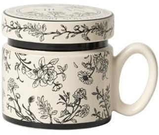 FAJNUZI2024 Tazze Tazza da caffè con Coperchio, 1 Set di Tazze in Ceramica Multicolore Antipolvere, capacità 12,85 Once for Tazze da Colazione con Latte da Ufficio Tazzine caffè(Nero)