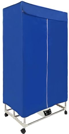 HOARLICN Elektrisk torkställ, torktumlare 1200–1500 W, 60–70 ℃ 70 x 50 x 150 cm 4,3 kg med yttre skydd, fjärrkontroll för hus, lägenheter, sovsalar (blå)