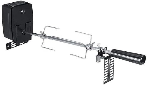 TkkMivcOC Set di spiedo elettrico da 106 cm, universale, in acciaio inox, con 2 aghi da carne, spiedino con motore, velocità 2-3 giri/min, portata 7 kg, per barbecue a gas o a carbonella