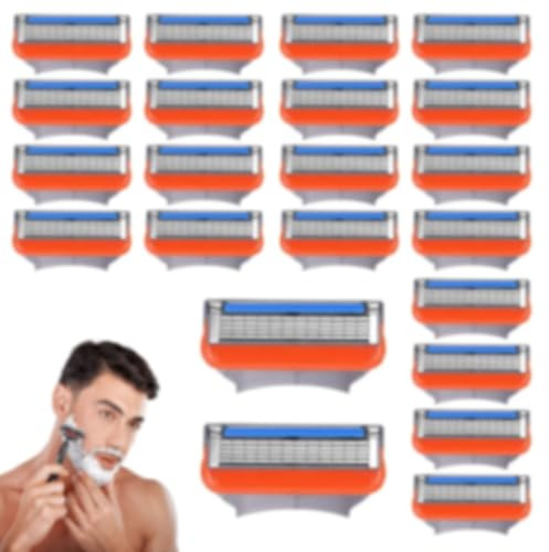 magnetspiele 24 Stück Fusion 5 Rasierer-Nachfüllpackungen für Männer, Artikel Herren Ersatzklingen, Ersatzklingen für Nassrasierer Herren, Eeignet zur Reinigung von Bart & Körperhaaren (hong)