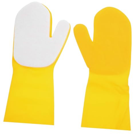 VALICLUD Pool Cleaning Gloves 2 Pcs Waterproof Latex Mitts with Scouring Pad for Hot Tub and Household Dishwashing