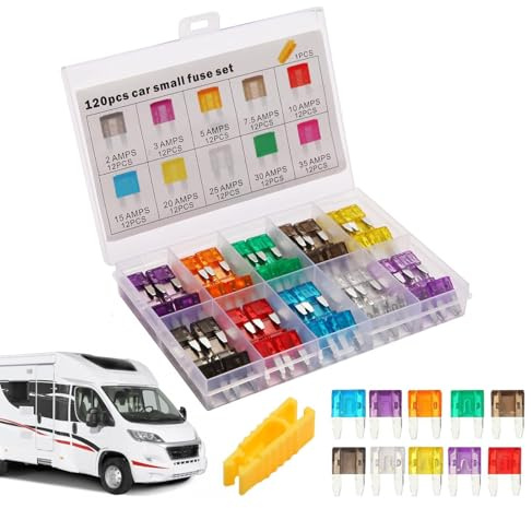 Juego De Fusibles Para Automóvil, 120 Piezas Fusibles Para Autocaravanas Y Vehículos, Repuestos Para Motocicletas, Caravanas, Camiones, Barcos Y Vehículos