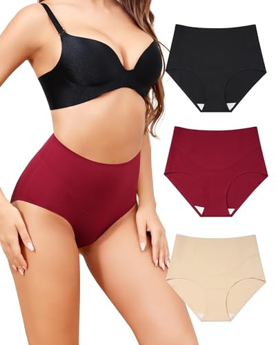 Aijolen Culotte Gainante Femme Ventre Plat Gaine Amincissante Culottes Sculptantes Taille Haute Slip Dim sous-Vêtements Invisible Slips sans Couture Shapewear Lot de 3 S-XXL