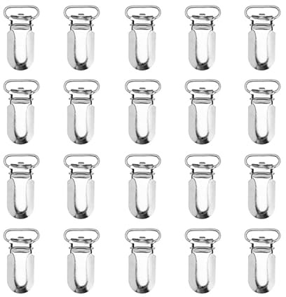 FRCOLOR Lot De 50 Clips Métalliques Pour Bretelles Avec Protection Plastique Accessoires Unisexes Idéaux Pour Pantalons Créations Diy Et Supports De Sucettes