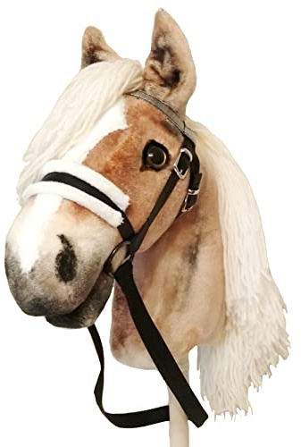 Generisch Hobby Horse Pferd | Haflinger Steckenpferd | Großes Steckenpferd A3 | Abnehmbare Trense & Lange Mähne | Steckenpferde Stockpferd mit Zubehör