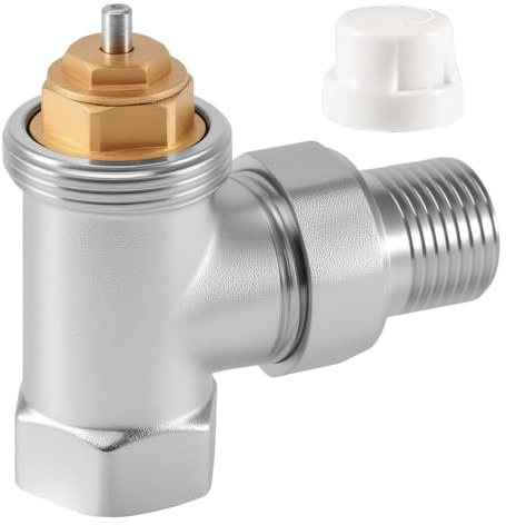 Tulov G1/2 Thermostatventil,Messing 1/2 Rücklaufverschraubung,Durchgangventil 1/2 Zoll mit Gewindeanschluss,Heizungsventil,Heizkörperventil,Thermostatkopf Temperatur Regel Ventil für Heizkörper