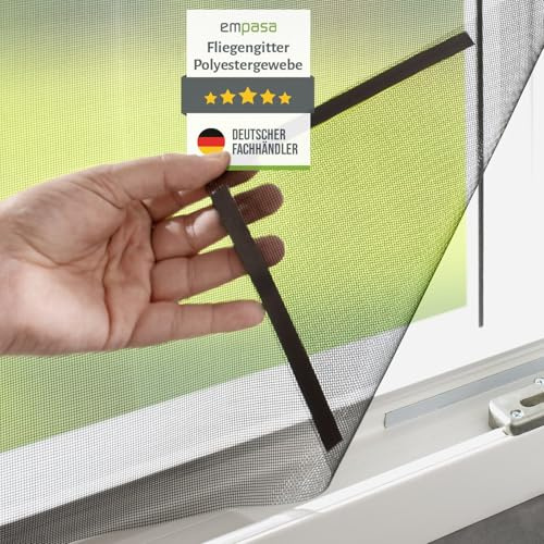 empasa Fliegengitter für Fenster, Insektenschutz zuschneidbar, Fliegennetz | aus Polyester, einfache Montage, Farbe: Magnet / Gewebe: schwarz, Größe: 110 x 130 cm, 3 Stück
