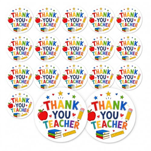 Thank You Teacher Edible Cupcake Toppers Pack of 24, Pre-Cut Wafer Paper Cake Decorations for Teacher Gifts, School Leavers, Cupcakes, Biscuits and Party Bakes