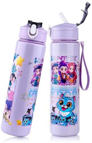 Sinmaklin Water Bottle with Straw, 24oz/700ml, for Girls