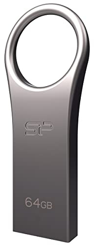 Silicon Power 64GB Jewel J80 USB 3.0 Key Flash Drive, Titanium (SP064GBUF3J80V1T)