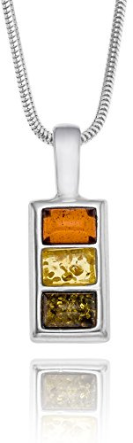 Copal dam bärnsten halsband silver 925 3 naturliga stenar flerfärgad längd justerbar smycken fodral mors dag gåva