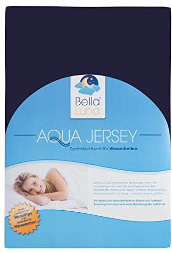 Bella Luna - Spannbettlaken 180x200cm für Boxspringbett auch passend für 200x200 cm / 200x210cm / 200x220cm Übergröße Jersey Bettbezug Baumwolle Elastan Bettlaken 180x200cm bis 200x220 cm - Marineblau