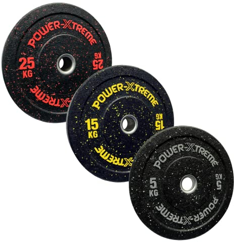 POWER-XTREME Hantelscheibe | Gewichtsscheibe | Bumper-Plate | 50mm | Gummigranulat (20kg)