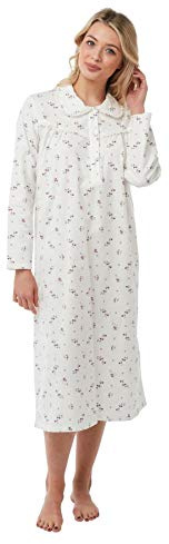Daisy Dreamer Ladies Wincey Flannelette Nightdress Soft Warm Brushed Cotton Nightwear Nighty Floral Print, Size 8-26, Pink, 8/10