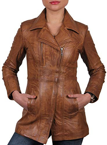 BRANDSLOCK Damen Echtlederjacke, lang
