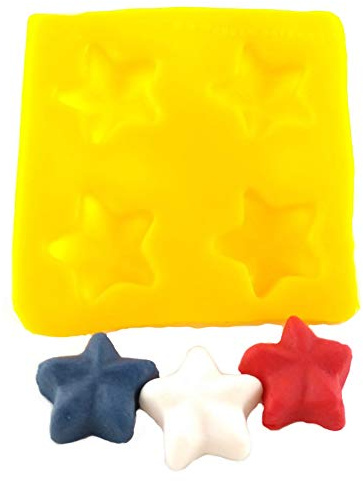 Star 4 Cavity Flexible Silicone Molds for Cream Cheese Mints, Chocolate, Fondant, Gummy, Fat Bombs, Ice Stars, Soap, Buttercream, Butter, Candy Melts, Cookie Dough, Mousse
