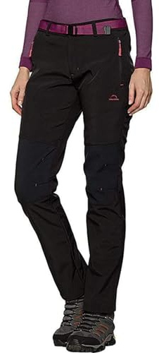 Tofern Damen Softshellhose Wanderhose Womens Winter Hosen Thermohose mit Gürtel Mädchen Warm Outdoorhose Gefüttert Multiaktivitäten Skihose, Euro XXL