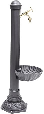 Fontaine à colonne modèle Pandora en aluminium et fonte avec baignoire pour maison, jardin et robinet finition au choix (brillant)