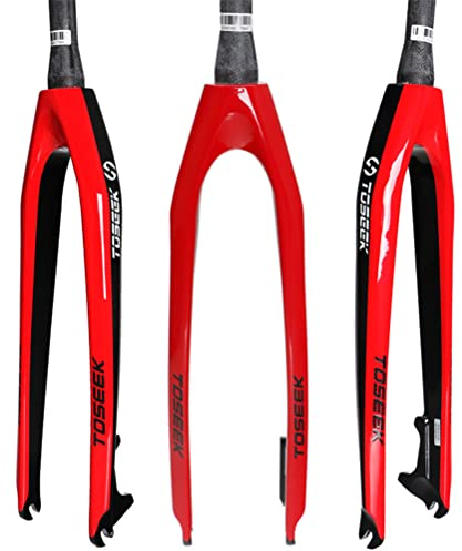 Wanym Fahrrad Starr Gabel, Fahrradgabel, Full Carbon Faser MTB Bike Starrer Gabel, 26/27,5/29 Zoll MTB Fahrrad Gabeln Super Light Verjüngte Rohr Fahrradgabel Scheibenbremse,Rot,29inch