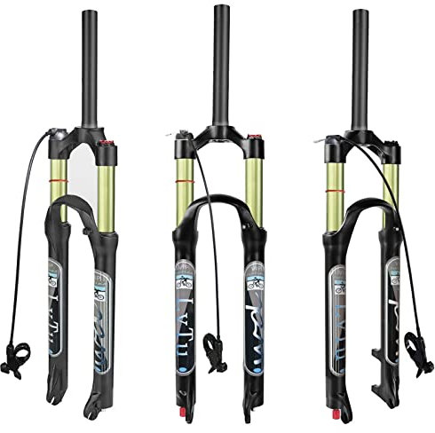 LvTu 26/27,5/29 MTB Luft Federgabel Federweg 120mm, Zugstufeneinstellung Ultraleicht Gerades/konisches Rohr Scheibenbremse Mountainbike Vordergabel QR 9mm
