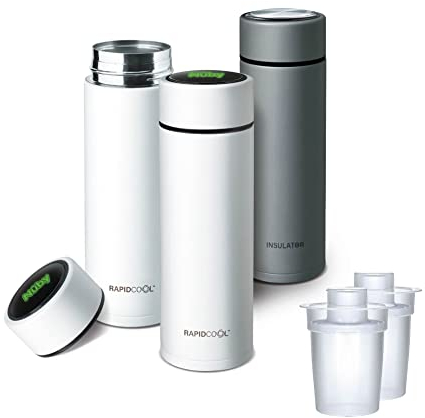 Nuby RapidCool Portable Baby Bottle Making Kit - Prepare A Perfect Formula Feed in 2 Minutes | Includes: 2 Rapid Cool's with 2 Digital Thermometer Lids, 2 Powder Dispensers & Flask