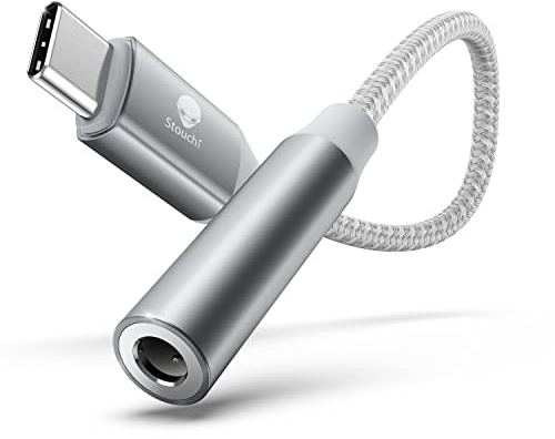 Adapter USB C auf Klinke,Stouchi USB Typ C auf 3,5 mm Kopfhörer Adapter Aux Audio Dongle,HiRes DAC Chip,Kompatibel mit Samsung Galaxy S23 S22 S21 Ultra Note 20 S10,Pixel 7,Pad Mini 6,Huawei P50 Silber