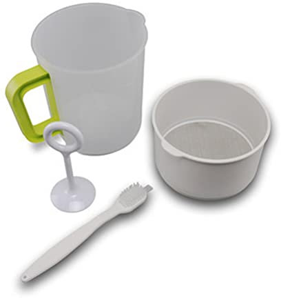 SHERCHPRY Griechischer Joghurt Saft Filter Mesh 1. 5L Sojamilch Filterset Sojamilchsebt Nussmilchbeutel Sojamilchsaft- Teefilter (Filterbecherbürste) Honig Filter Sieb Saft Filter Mesh