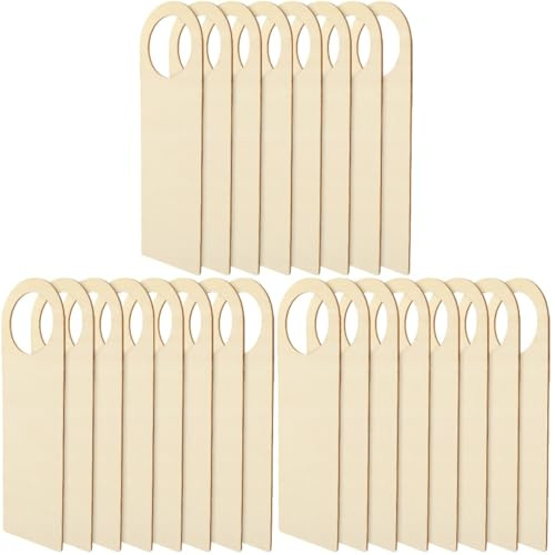 TOYANDONA 24 Pack Unfinished Wooden Door Knob Hangers, Blank Wood Signs for DIY Crafts, Ideal for Home, Hotel & Office Decor (3.7 x 11.4 in)