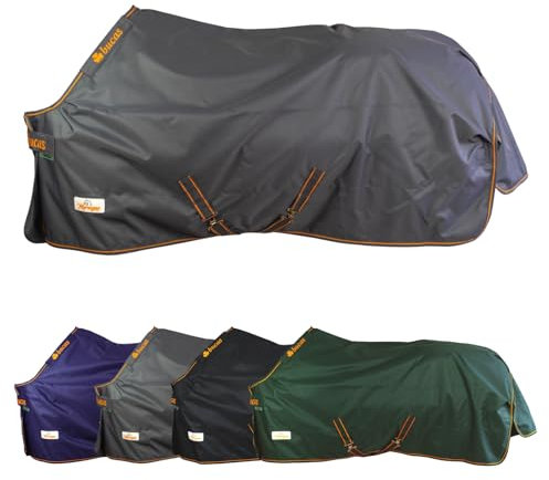 Marengos by Bucas - Winterdecke 1200D Irish Turnout | atmungsaktive & wasserdichte Outdoordecke mit Innenfutter & Kreuzbegurtung | Grau/Orange in Größe 135cm (50g/m² Füllung)