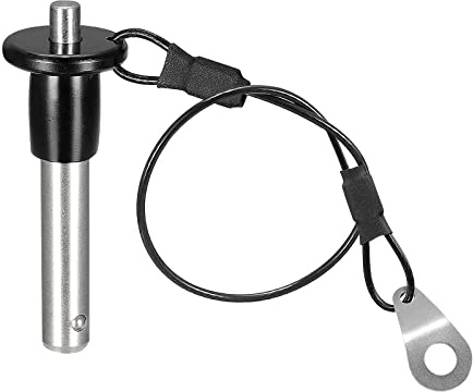 sourcing map 1 Stück Kugelsperrbolzen mit rundem Kopf (8mm x 25mm) 304 Edelstahl Druckknopf Schnell Spannstift mit 24cm Draht
