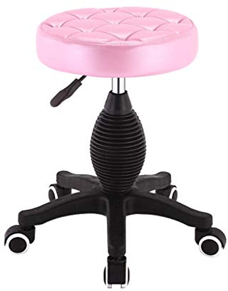 SOVORM Rollhocker Hocker auf Rädern ohne Armlehnen Moderne Küchenhocker Hockerräder höhenverstellbar mit Rollen Drehhocker Barhocker PU-Leder (Farbe: Lila) (Rosa) The New