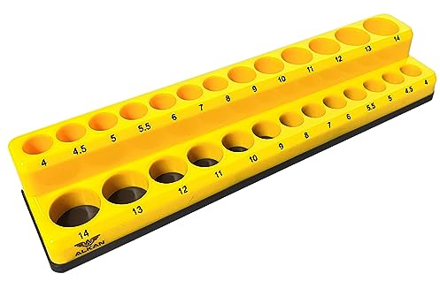 Alkan 1/4 Magnet Stecknuss Halter für 26 Einsätze lang kurz | Magnetischer 1/4 Stecknuss-Halter für 26 kurze und lange Einsätze, Ordnung für Werkzeugwagen