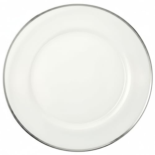 XL Teller, B-WARE, Unterteller aus Glas 32,5 cm mit Silberrand (2), 6x Glasteller Untersetzer mit Rand, Extra Groß, Platzteller Dekoteller Servierteller für Hochzeiten, Taufe, Geburtstag, Weihnachten