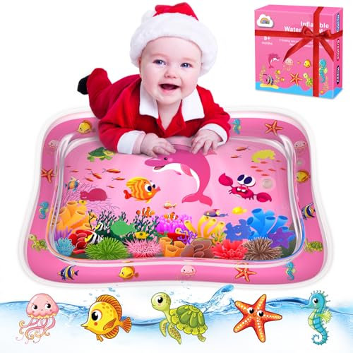ZMLM Tummy-Time Baby-Geschenk: Aufblasbares Kleinkind-Baby-Wasserspielzeug, Aktivitäts-Wassermatte, Bauch-Zeit-Matte, sensorisches Baby-Spielzeug für 3–12 Monate, Geschenk für Neugeborene