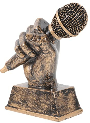 Toddmomy Microphone Music Trophy Resin Singing Award Trophy for Karaoke Competitions Parties Home Decoration 11cm x 5cm x 13.5cm
