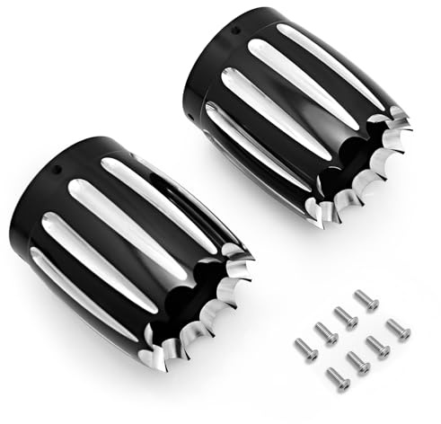 Terminale di scarico con bordo profondo da 10,2 cm, compatibile con Harley Road King FLHR, Street Glide FLHX, Road Glide FLTR (1986-2016), copertura per tubo silenziatore nero (B- Deep+Gear Style)