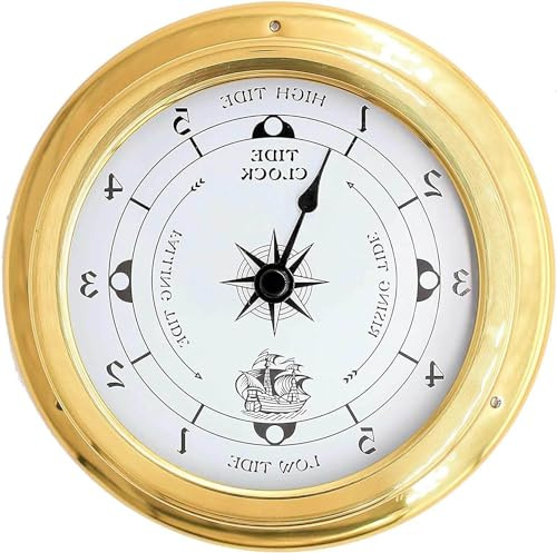 ZORZA Reloj de Marea, Reloj de Marea Marea Alta, Reloj de Pared náutico de latón, Accesorios para Barcos, Reloj de Pared náutico de decoración de Pared