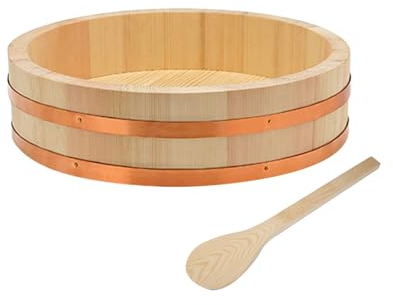 KELUNIS Holz Reis Sushi Schüssel Holzwanne Mischen Von Eimerholz Mit Robusten Kupferbändern, Japanischer Bausatz,72cm/28.3in