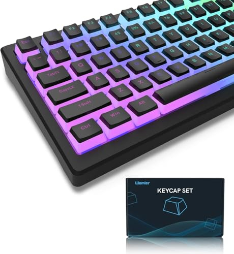 LQXQ Pudding Keycaps, 165 Keys Custom Keycap QWERTY PBT Set, OEM Profile with Clear Keycaps, Universal Compatibility for 100%, 75%, 65%, 60% ANSI US Keyboards - Black (UK Layouts not suitable)
