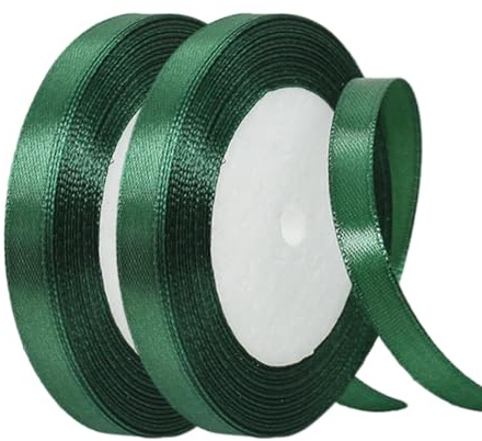 Satinband Dunkel Grün 10mm Breit Geschenkband Satin,44m Satinbänder Dunkel Grün Dick Schleifenband Dekoband Seidenband Geschenkverpackung Stoffband Geschenkbänder für Dekorieren Basteln Kleid Hochzeit